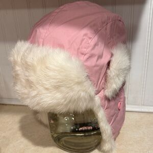 Yukon Tracks genuine rabbit fur trapper flap pink and white Winter medium Hat